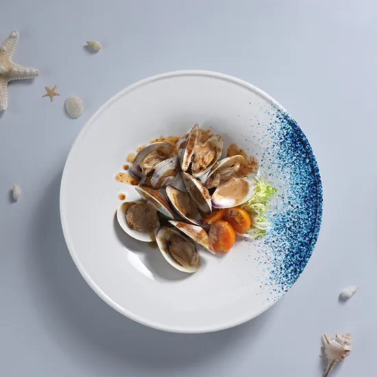Porcelain Factory Hotel Supply Tableware Set Pasta Seafood Plates Set Scallops Plate Dinnerware Set for Restaurant